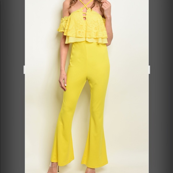 LUXM YELLOW JUMPSUIT NWOT - Picture 2 of 10